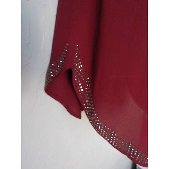 Poetry Pink Shift Pleated Tunic Dress Women size Small Studs Accent Short Sleeve - Picture 10 of 13